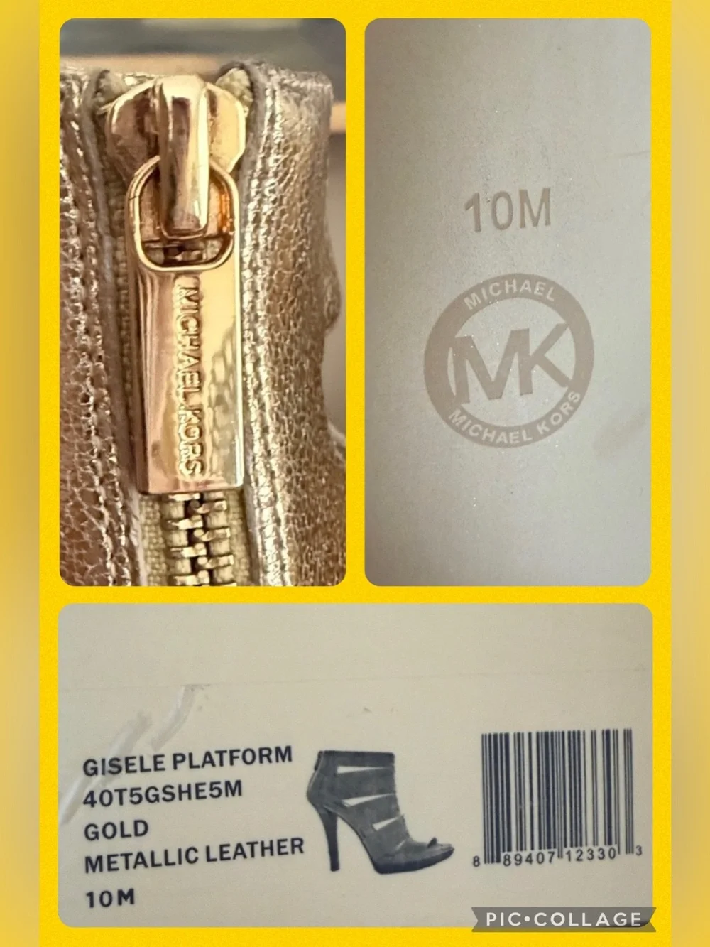 MICHAEL Michael Kors ✨GISELE✨ METALLIC GOLD LEATHER PLATFORM HEELS SIZE 10M